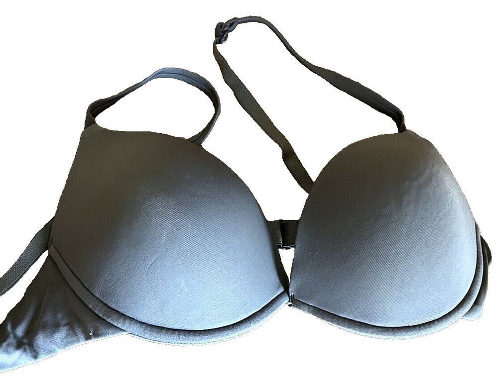 Intimissimi Monica VS Deep Plunge Push Up Bra 36C Underwire Foam Cup Opaque Gray